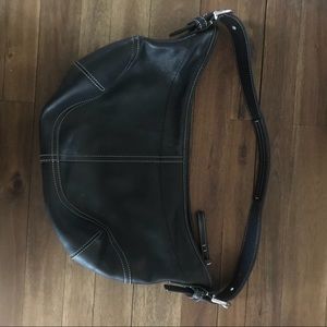 Auth Coach black leather hobo bag